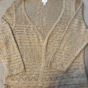 Kim Rogers Beige Lace Hem cardigan